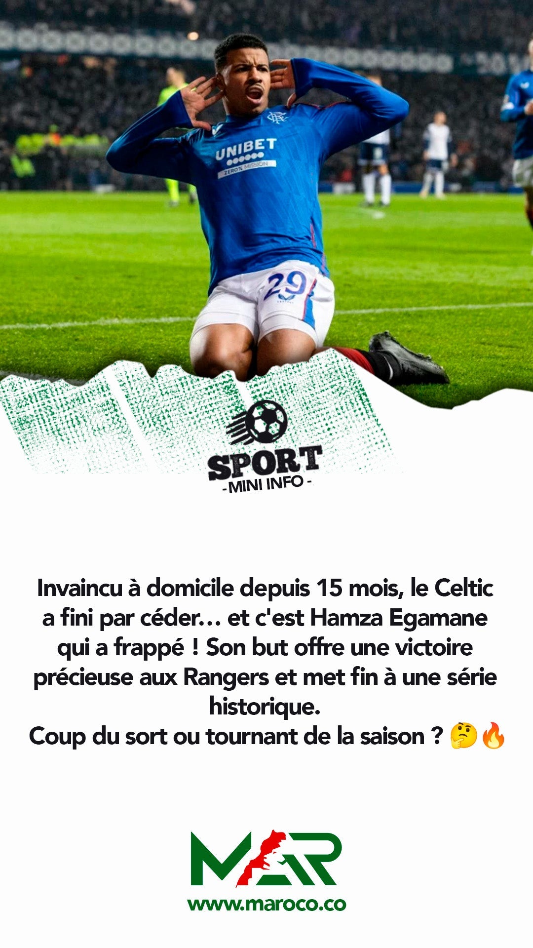 Hamza Egamane brise l'invincibilité du Celtic !