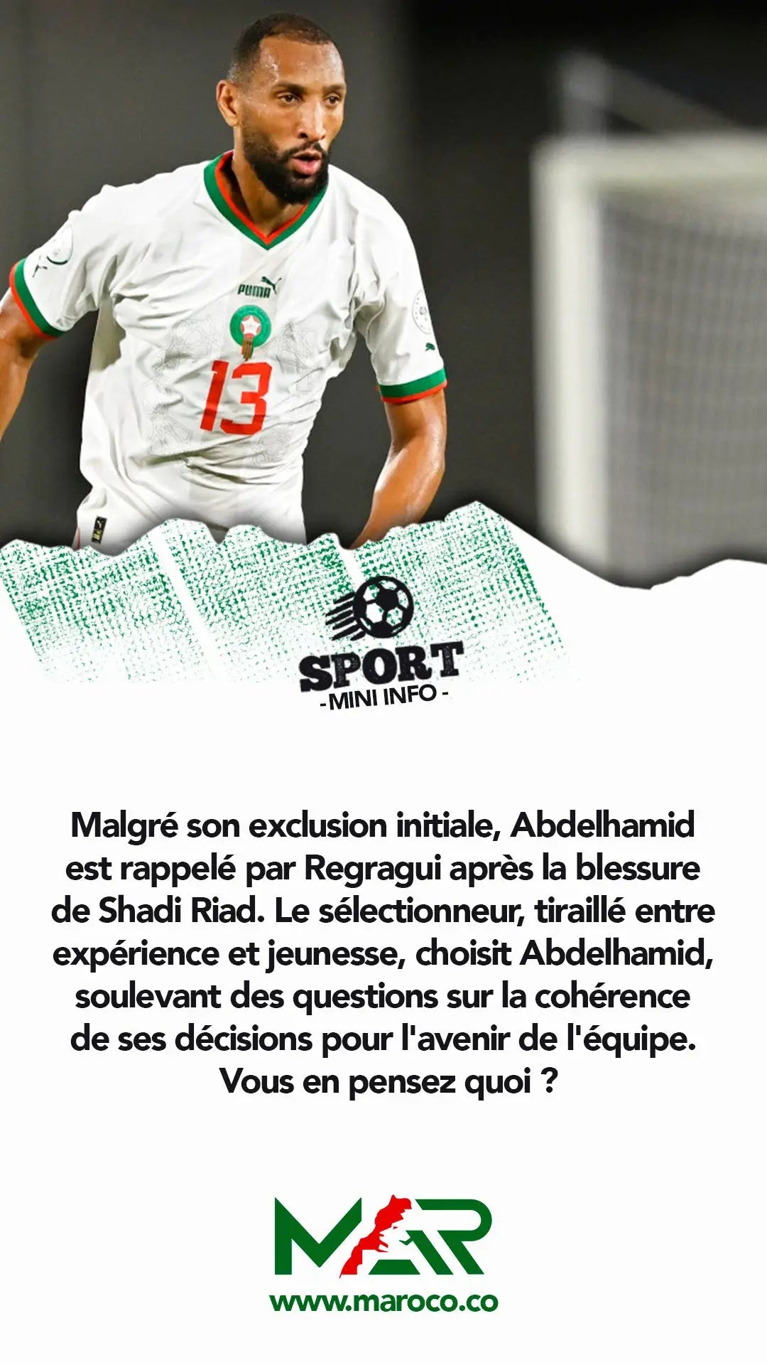 Blessure de Shadi Riad: Regragui change ses plans