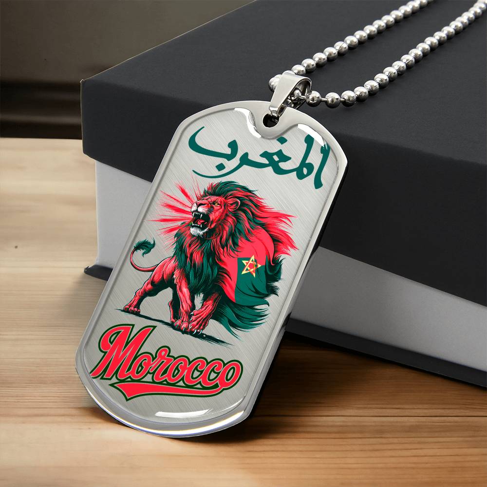 Collier plaque militaire de luxe Morocco Lion Atlas