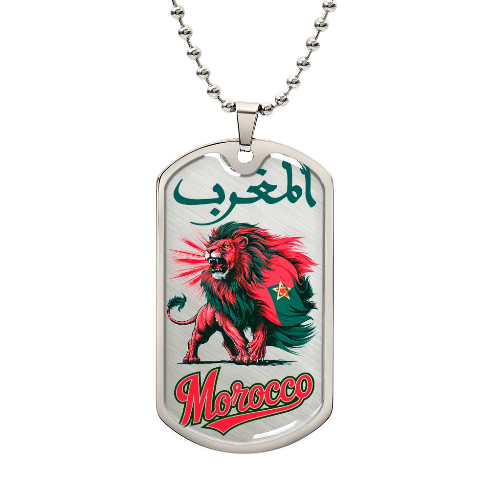 Collier plaque militaire de luxe Morocco Lion Atlas