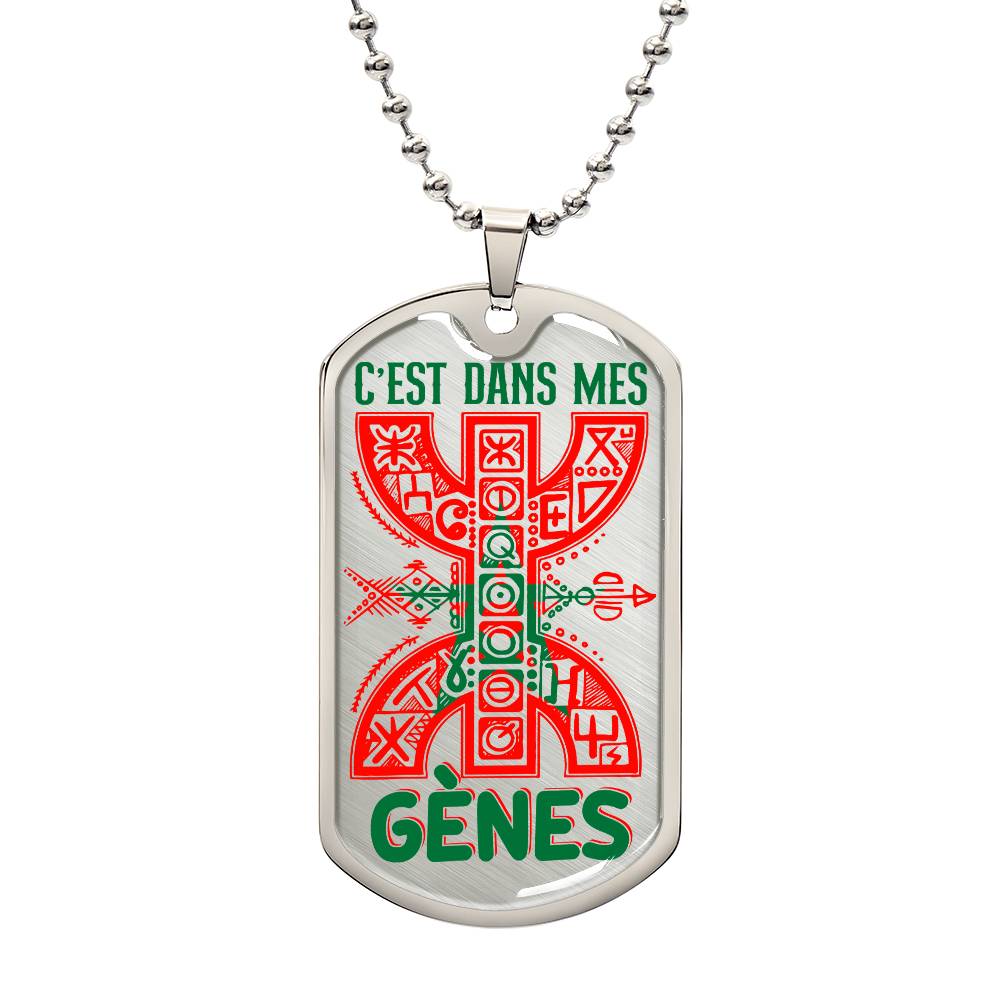 Collier plaque militaire de luxe Amazigh personnalisé prénom