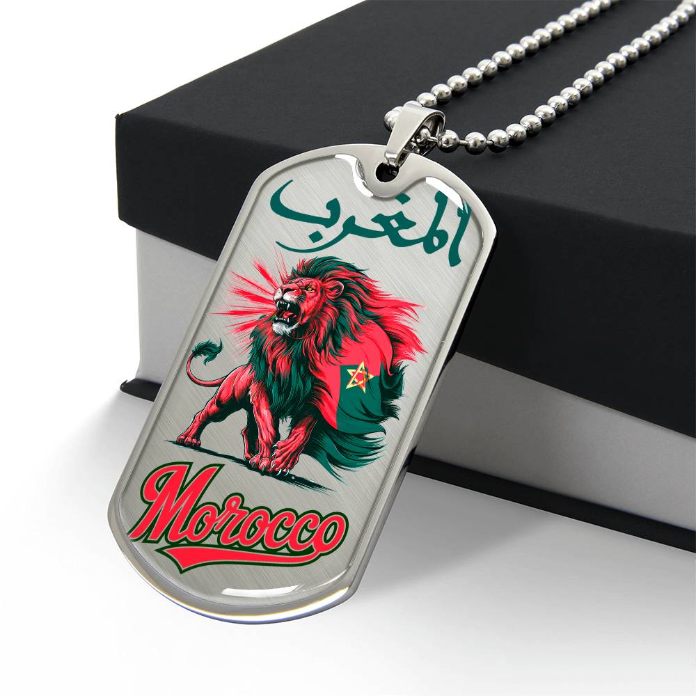 Collier plaque militaire de luxe Morocco Lion Atlas