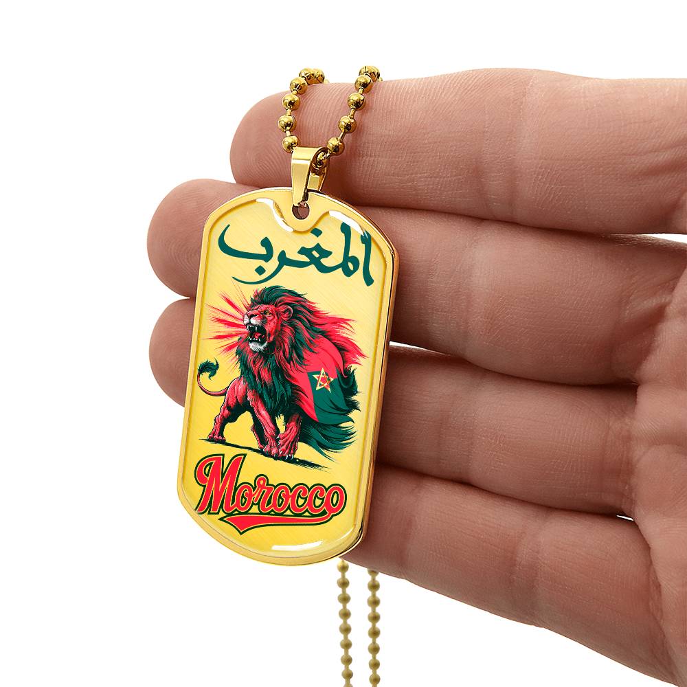 Collier plaque militaire de luxe Morocco Lion Atlas