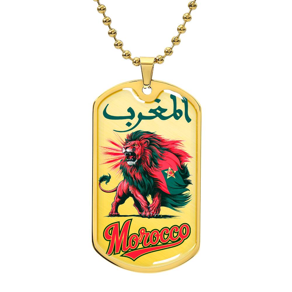 Collier plaque militaire de luxe Morocco Lion Atlas