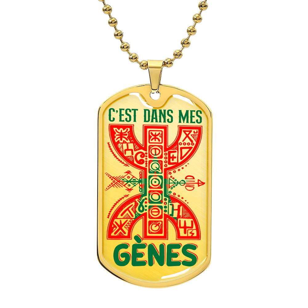 Collier plaque militaire de luxe Amazigh personnalisé prénom