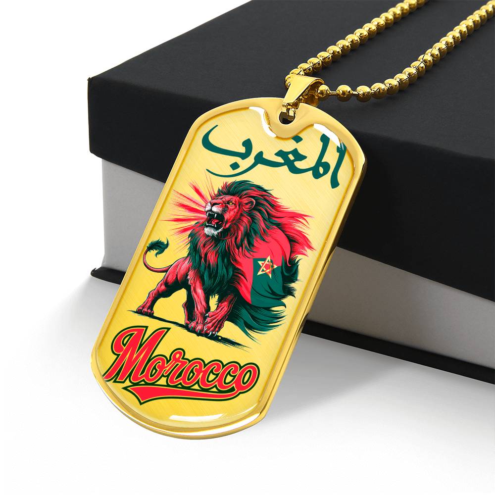 Collier plaque militaire de luxe Morocco Lion Atlas