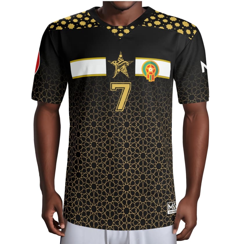 Maillot Maroc Rouge Collection CAN 2024 Mosaïque personnalisable